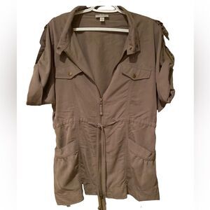 Dressbarn Olive Green Jacket Size XL Short Sleeve
